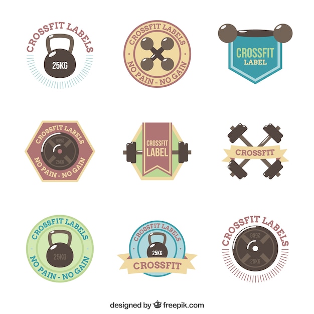 Set of crossfit stickers in vintage\
style