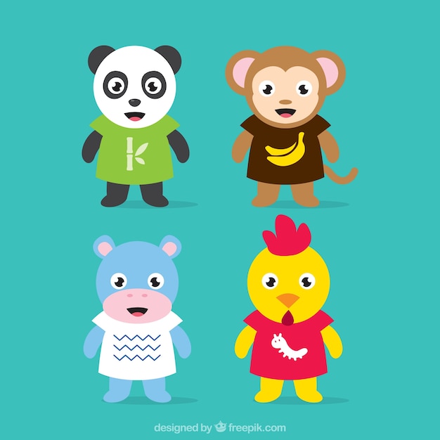 Set of cute animal characters Vector | Free Download