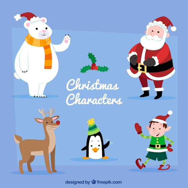 Download Download Vector Cute Christmas Characters Collection Vectorpicker SVG Cut Files