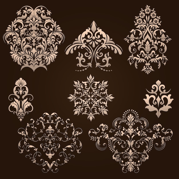 set of damask ornamental elements Free Vector set of damask ornamental elements Free Vector