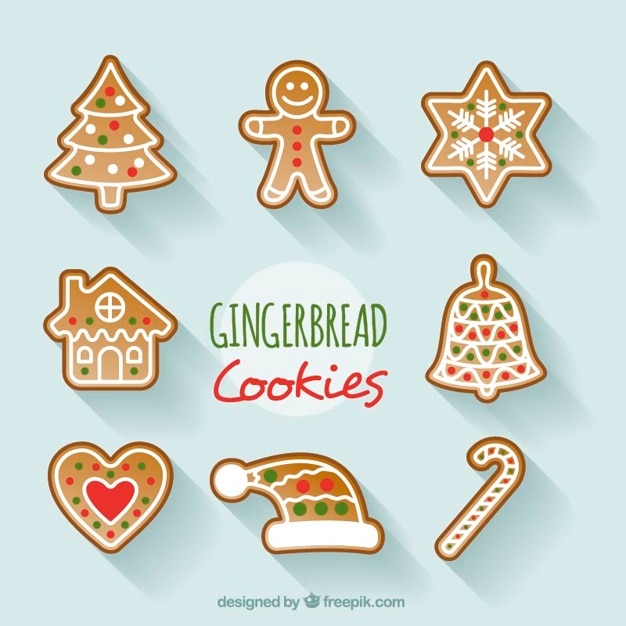 Download Set of decorative christmas cookies Vector | Free Download