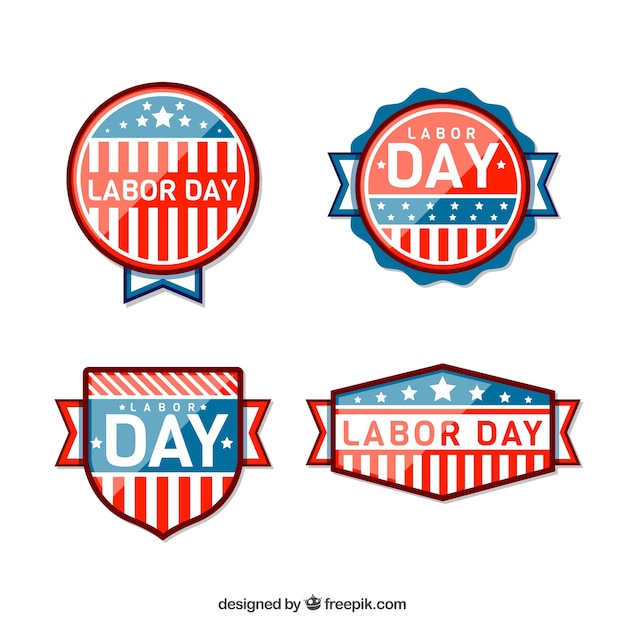 Set of decorative labor day stickers