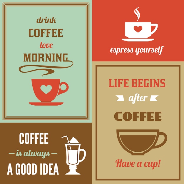 Set of different coffee cards