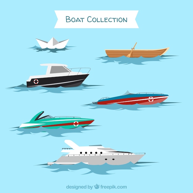Set of different types of boats
