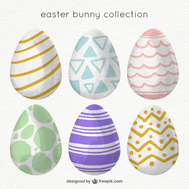 Set of easter eggs with decorative\
designs