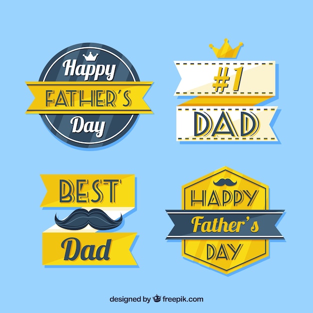 Set of father\'s day badges in flat style