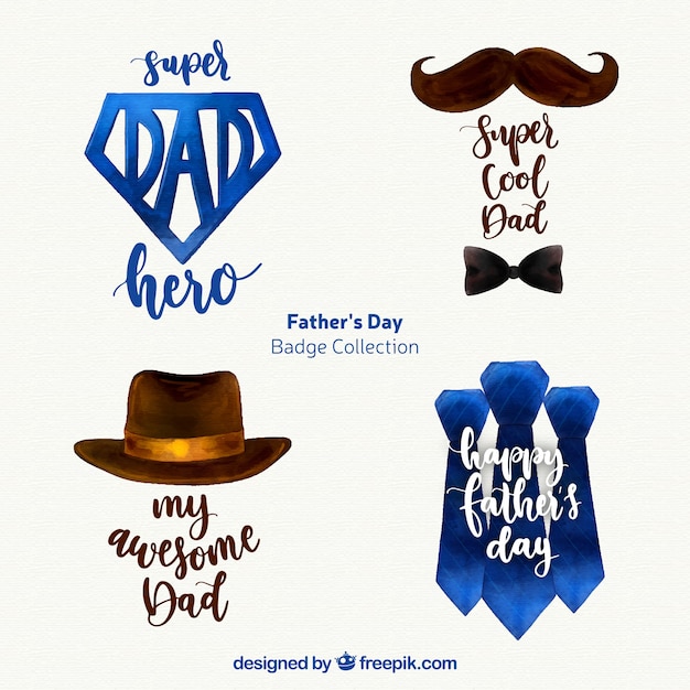 Set of father\'s day badges with\
accessories