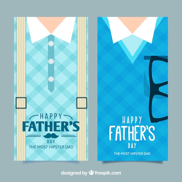 Set of father\'s day banners with different\
suits