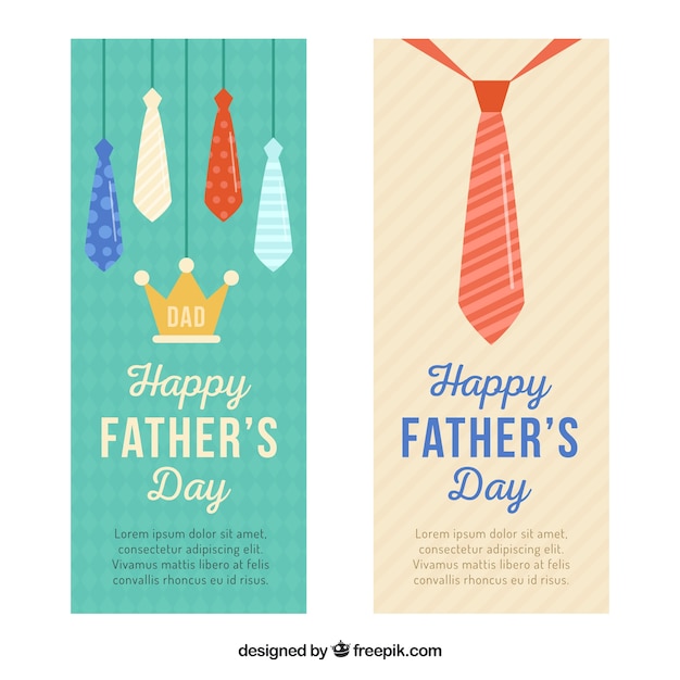 Set of father's day banners with elements in
flat style