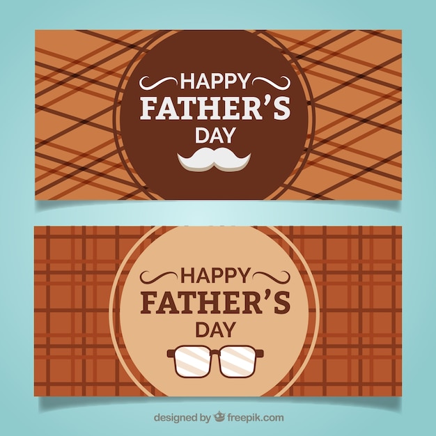 Set of father\'s day banners with lines\
pattern