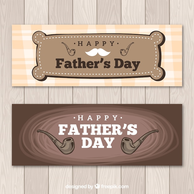 Set of father's day banners with pipes