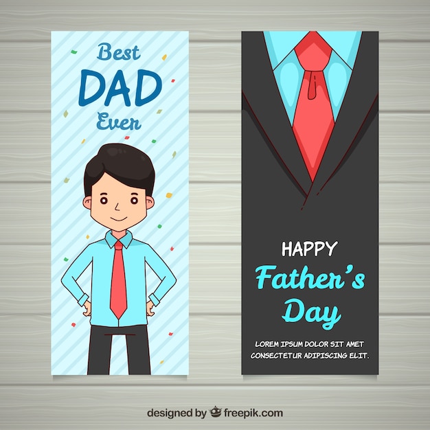 Set of father\'s day banners with suit