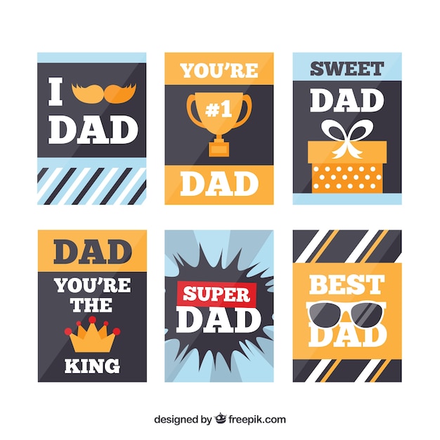 Set of father\'s day labels in flat style