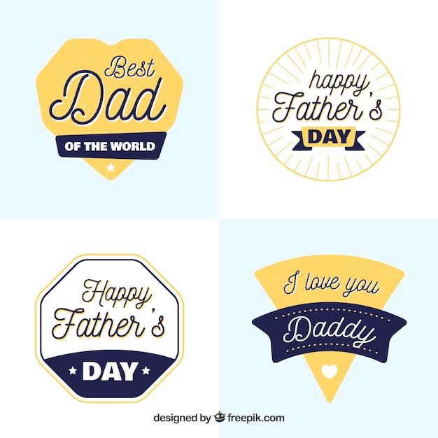 Set of father's day labels with different
elements