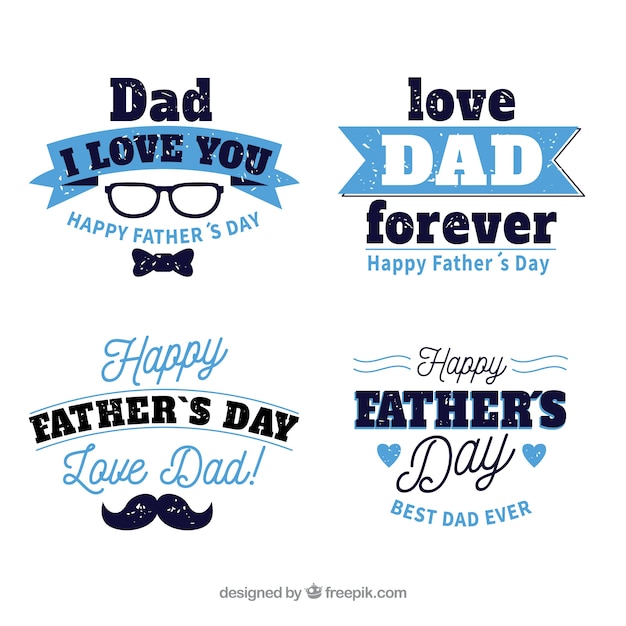 Set of father\'s day labels with different\
elements