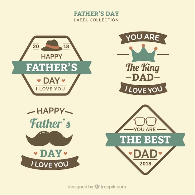 Set of father's day labels with flat
elements