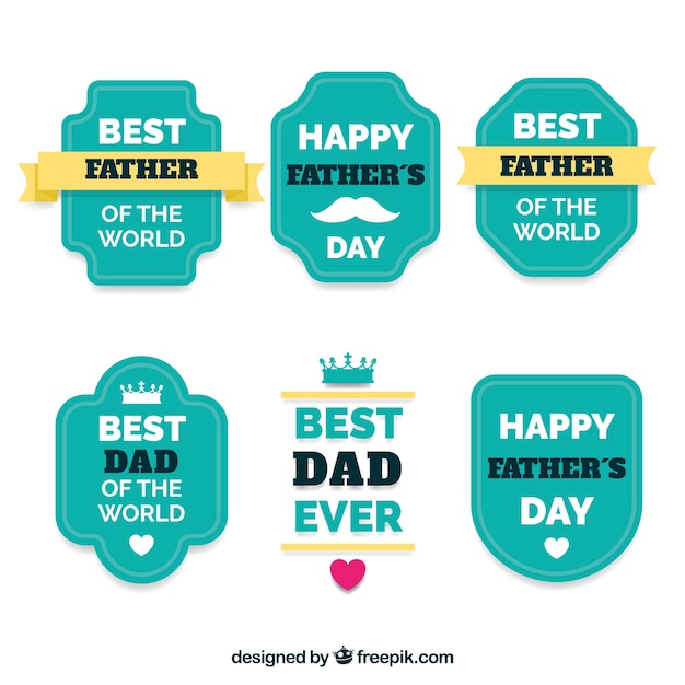 Set of father\'s day labels with flat\
elements