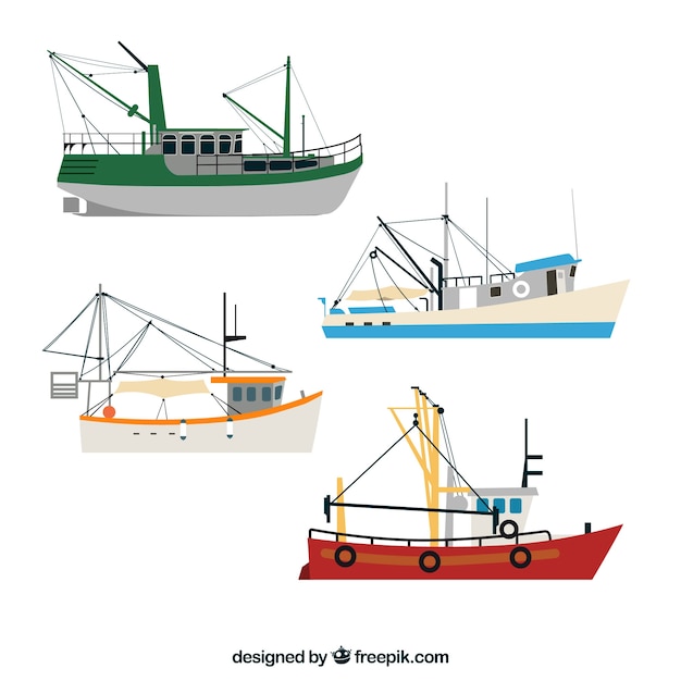 Set of fishing boats