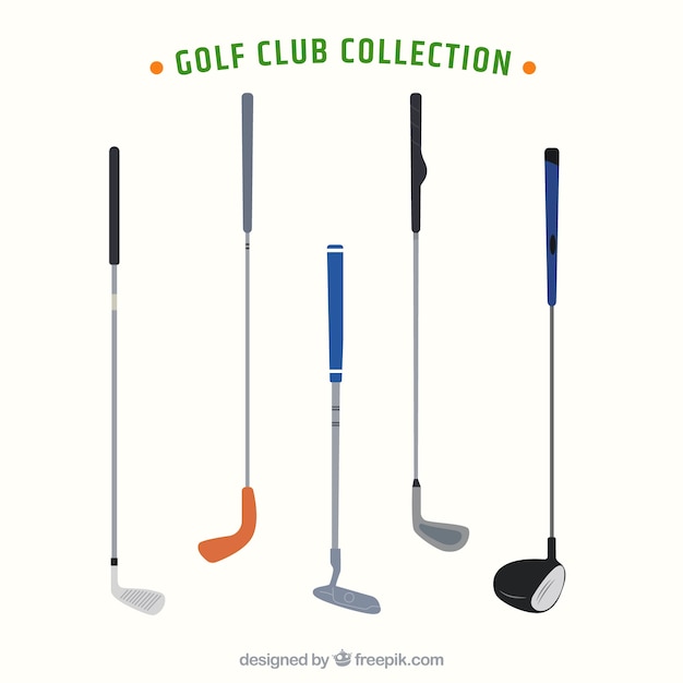 Set of five golf clubs