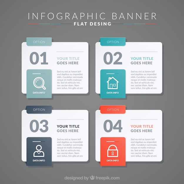 Set of four flat infographic banners  Vector | Free Download