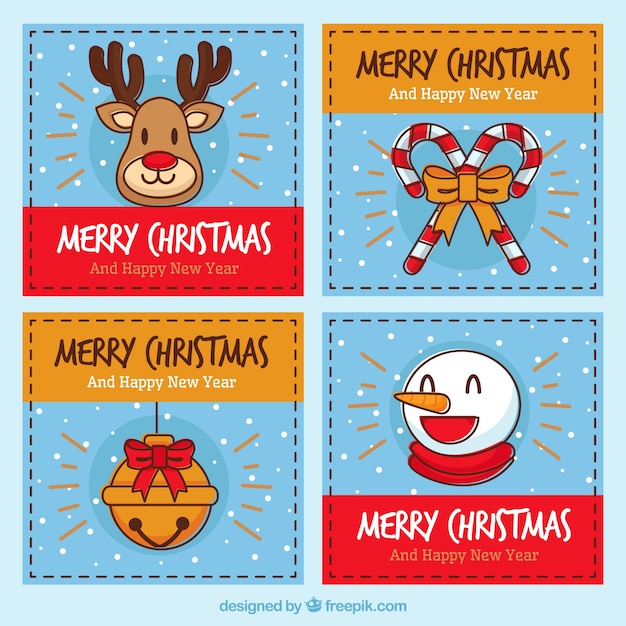 Set of four funny christmas cards