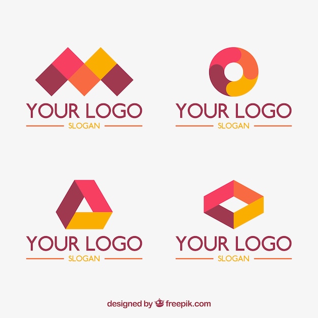 Set of four geometric logos Vector | Free Download