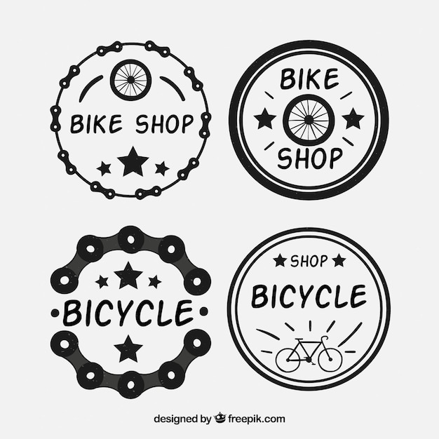 Set of four hand drawn bicycle stickers