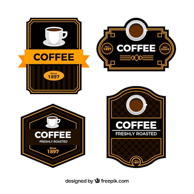 Set of four retro coffee stickers