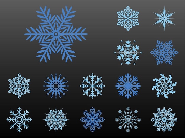 Download Set of frozen icons snowflakes shapes Vector | Free Download