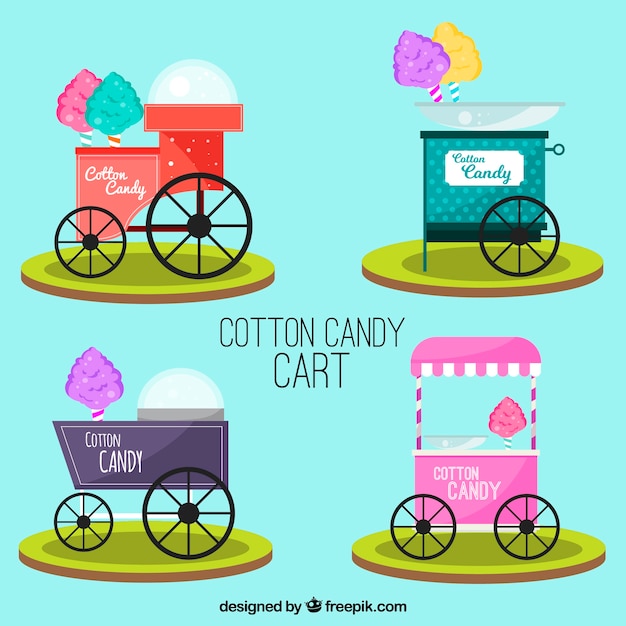 Set Of Fun Cotton Candy Carts Vector Free Download