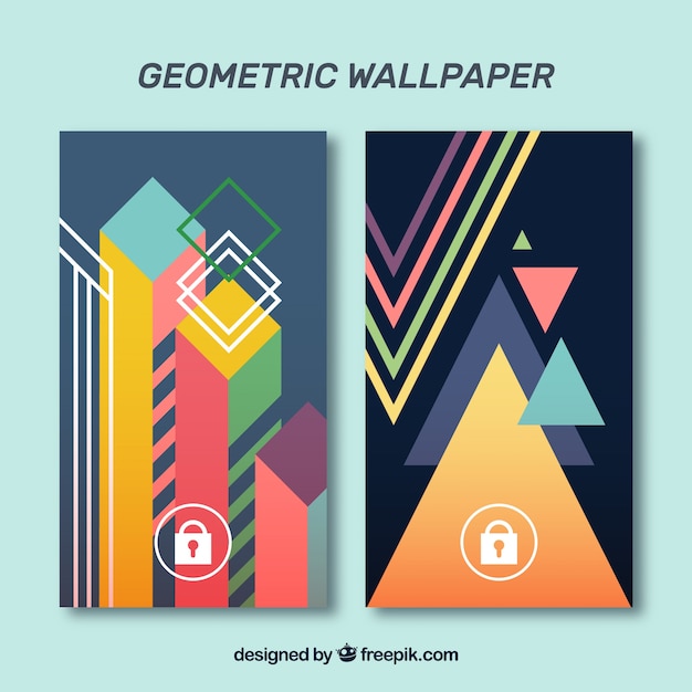 Set of geometric wallpapers of mobiles