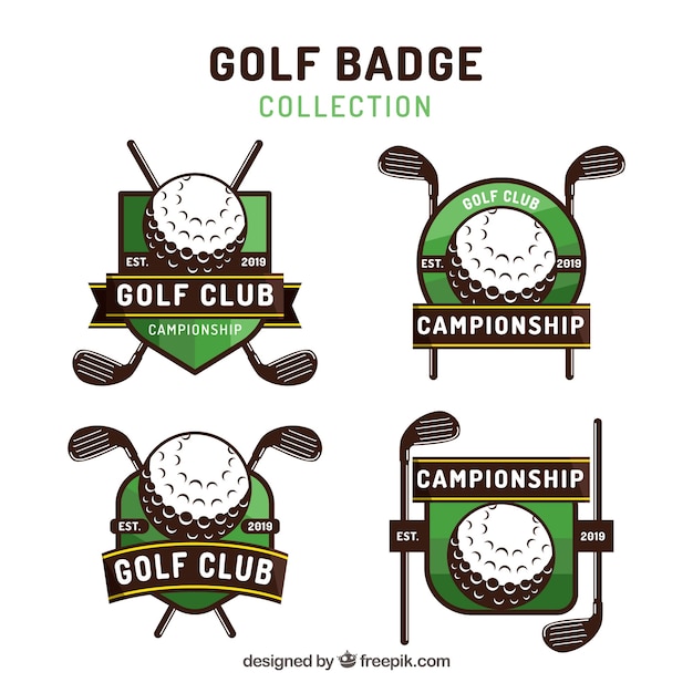 Set of golf labels in flat style