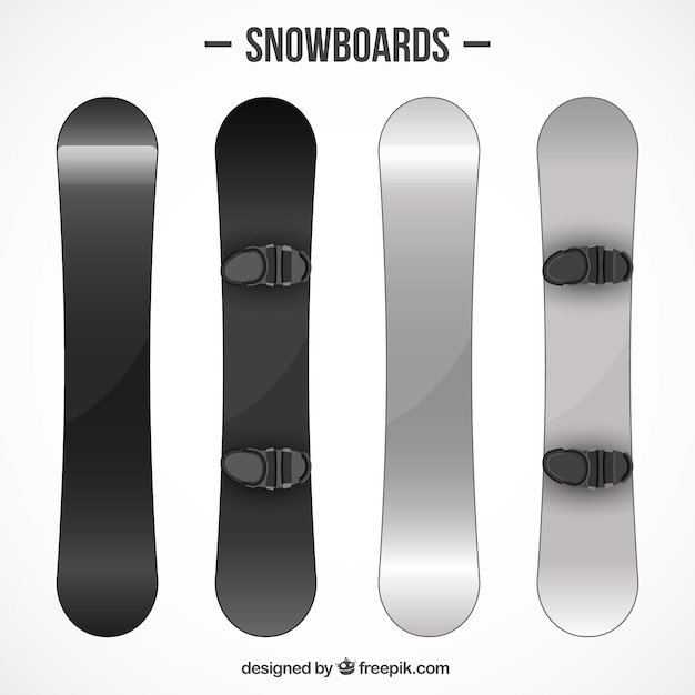 Set of gray snowboards