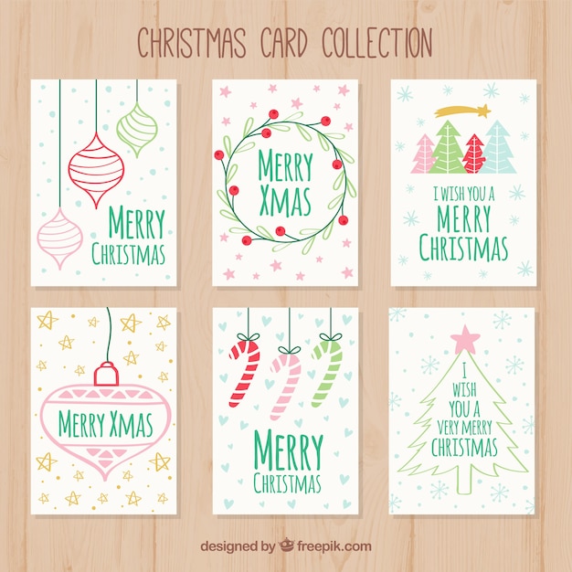 Set of hand drawn christmas cards Vector | Free Download