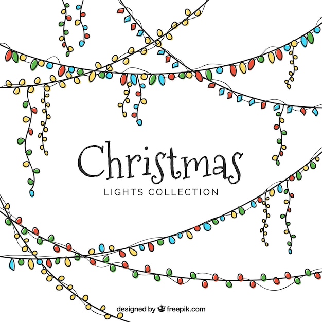 Set of hand-drawn christmas lights Vector | Free Download