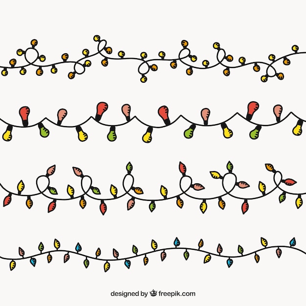 Set of hand drawn christmas lights Vector | Free Download