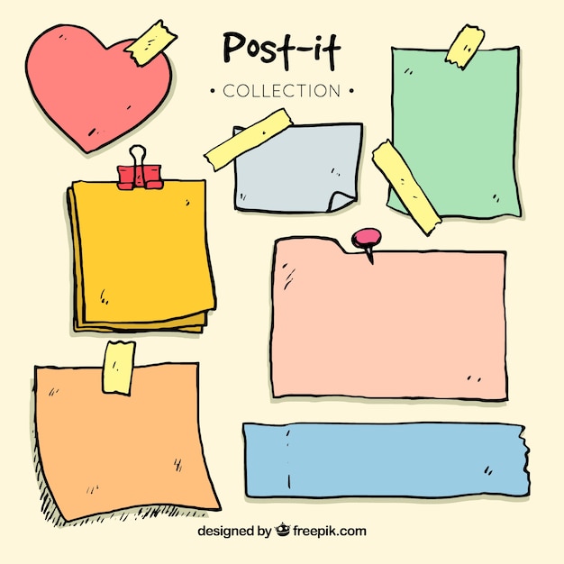 Set of hand drawn sticky notes Vector Free Download