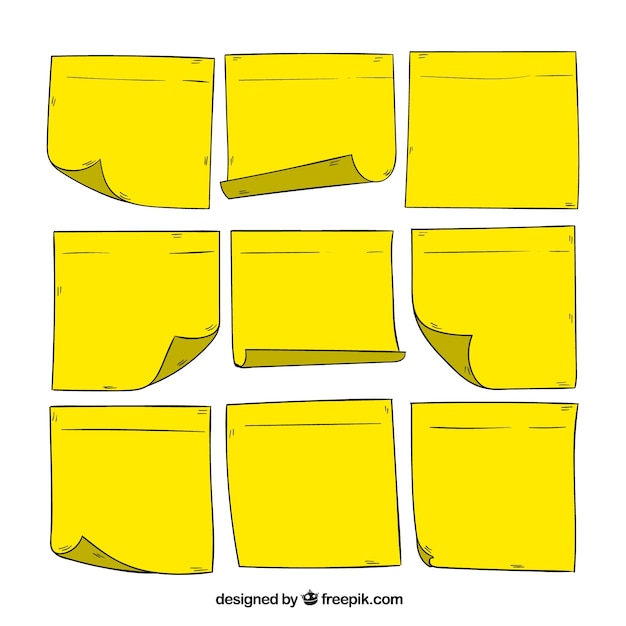 Set of hand drawn yellow notes
