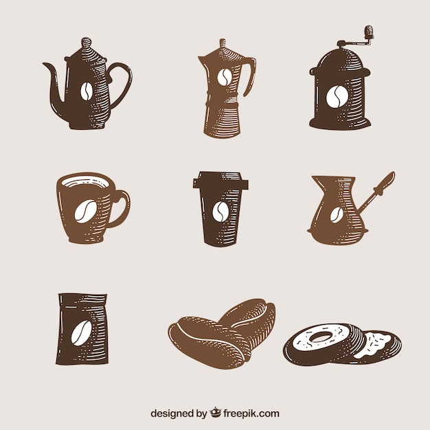 Set of hand-painted coffee accessories