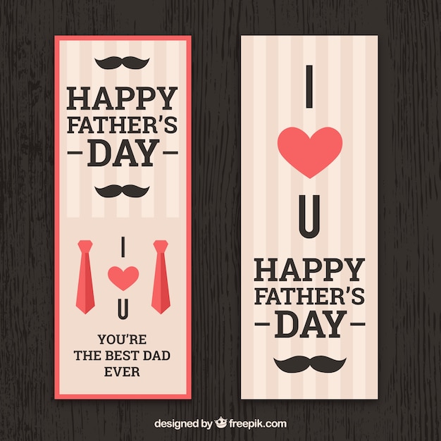 Set of happy father's day banners in flat
style