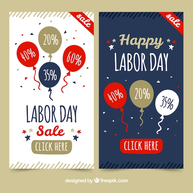 Set of labor day and sales banners
