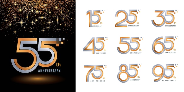 ロゴアニバーサリーロゴタイプデザインのセット おめでとうのためのアニバーサリーロゴ2トーンを祝う プレミアムベクター