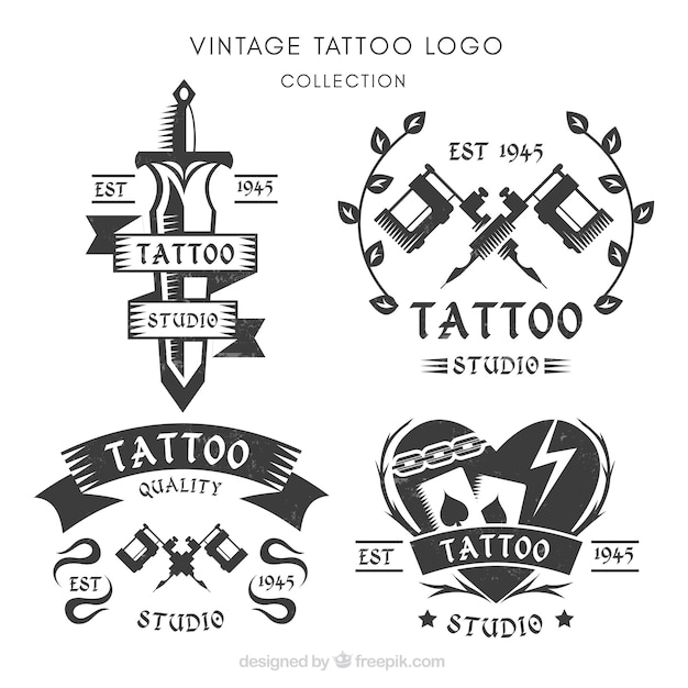 Set of logos for tattoo studios Vector | Free Download