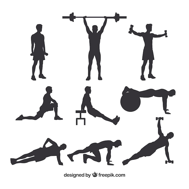 Set of male crossfit silhouettes