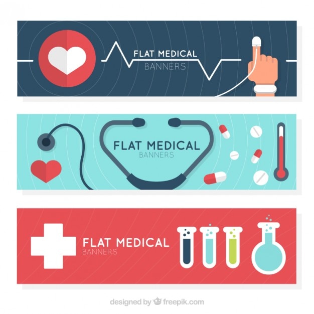 Set of medical banners with elements