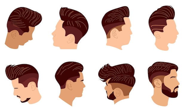男性の髪型イラストのセット プレミアムベクター