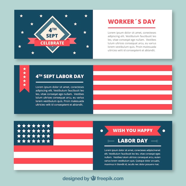 Set of modern and elegant banners for labor
day