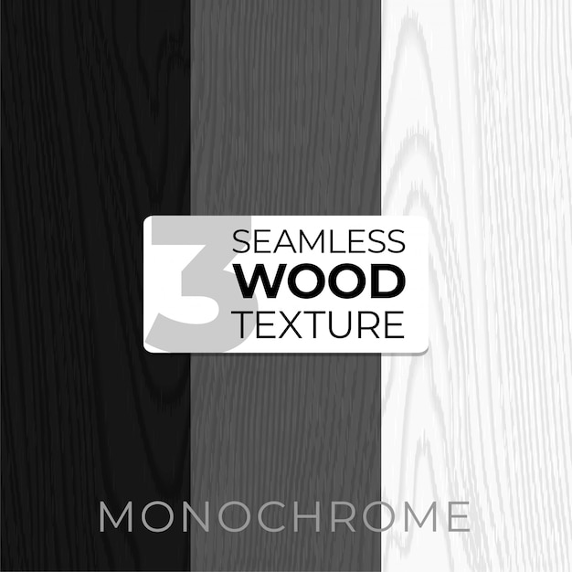 モノクロのシームレスパターンのセットです 木製のテクスチャです ポスター 背景 印刷 壁紙のイラスト 木の板のイラスト プレミアムベクター