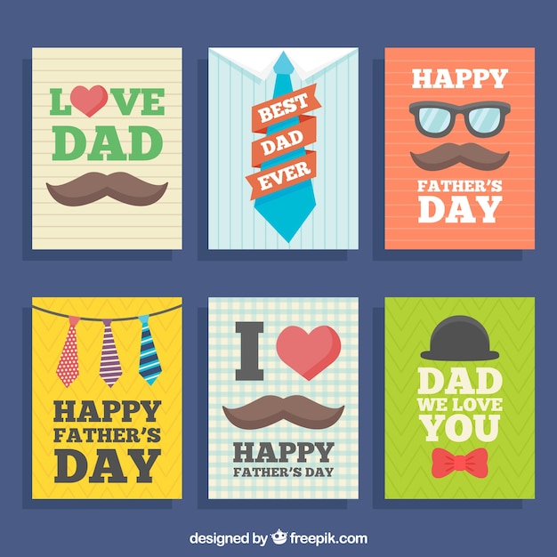 Set of nice happy father\'s day cards