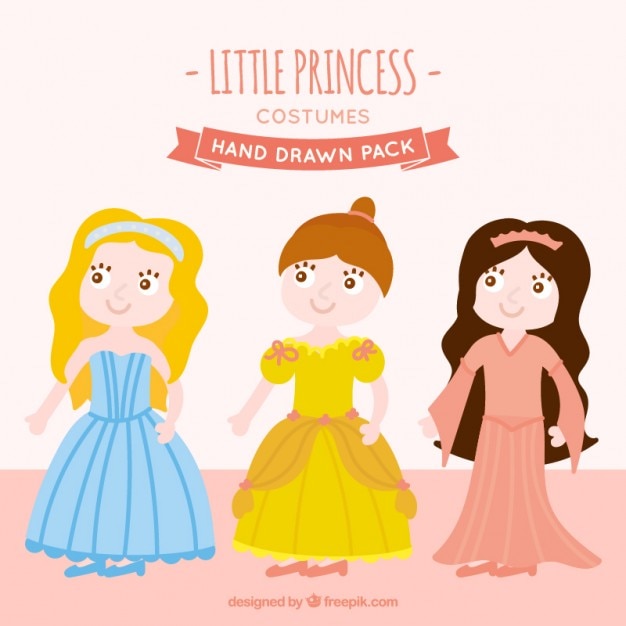 Set of nice three princess Vector | Free Download